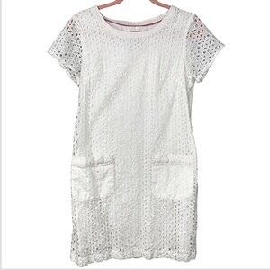 JOULES Madeline Broderie Eyelet Lace Dress in White 100% Cotton Women's Size 6